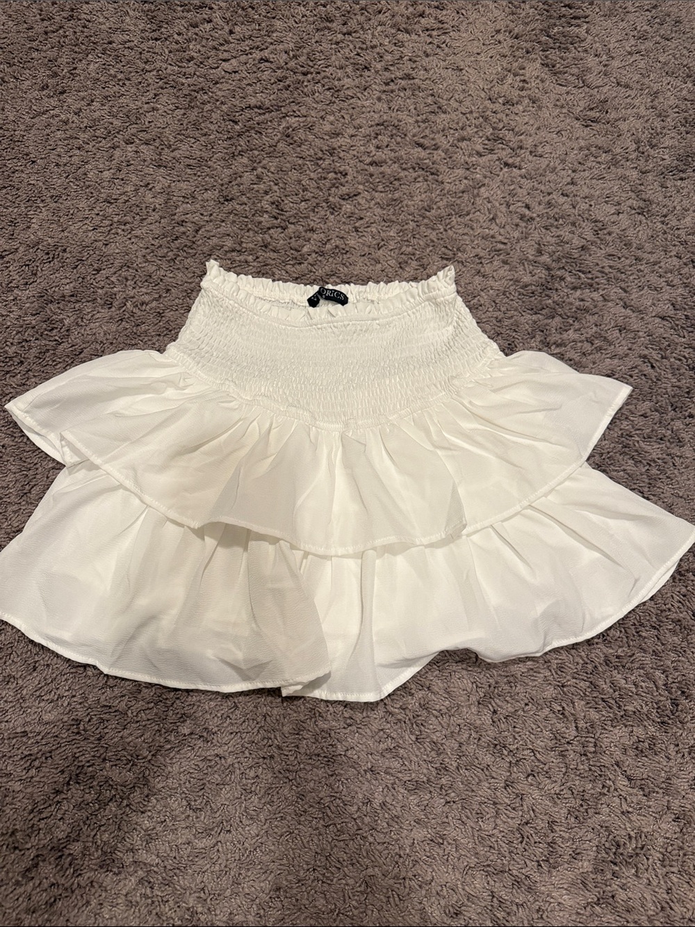 White Tiered Smocked Waist Skirt -  Women